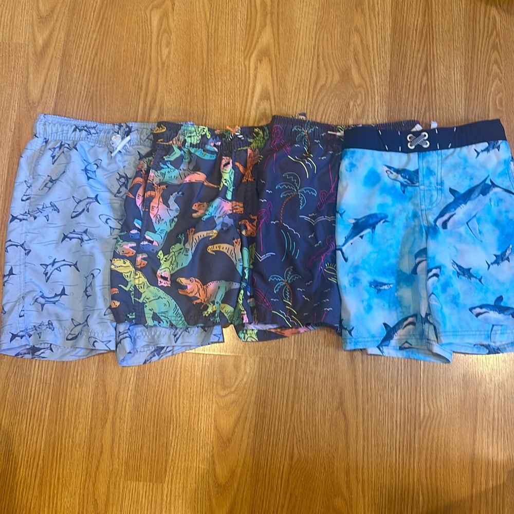 4 Pairs of Little Boys Swimming Trunks 7/8, 8, 8, 8/10
